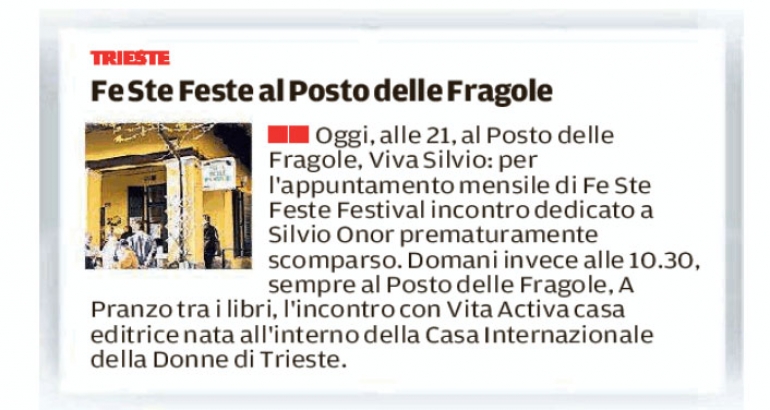13/01/2018 Il Piccolo - Fe Ste Feste al Posto delle Fragole