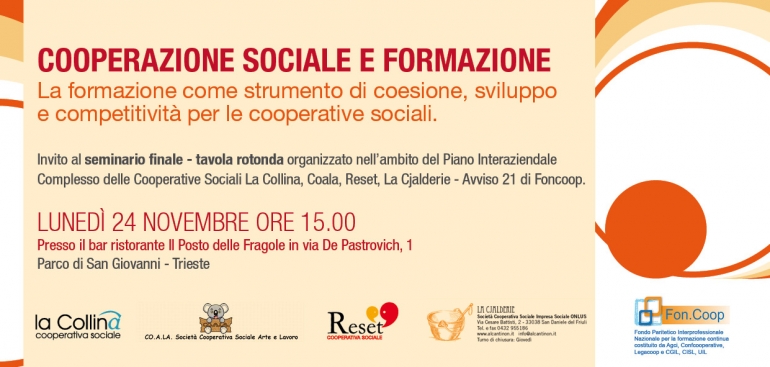 Cooperazione Sociale e Formazione – la formazione come strumento di coesione, sviluppo e competitività per le cooperative sociali