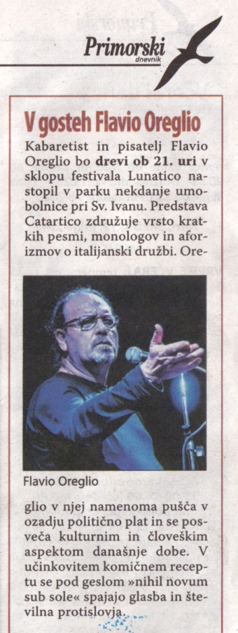 11.07.2017 Primorski dnevnik - V gosteh Flavio Oreglio