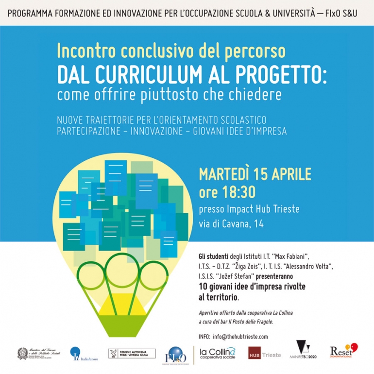 15 aprile: evento conclusivo progetto FIxO &quot;Dal curriculum al progetto: come offrire piuttosto che chiedere&quot;