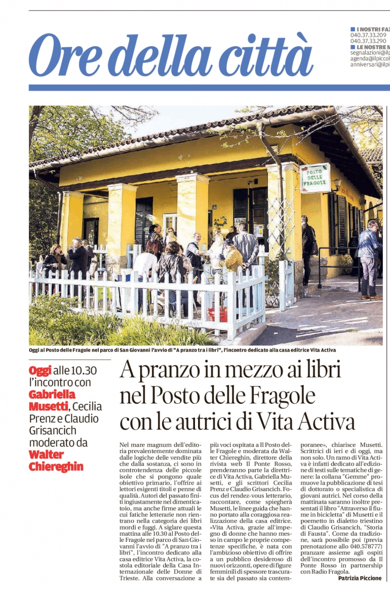 14/01/2018 Il Piccolo - A pranzo in mezzo ai libri nel Posto delle Fragole con le autrici di Vita Activa